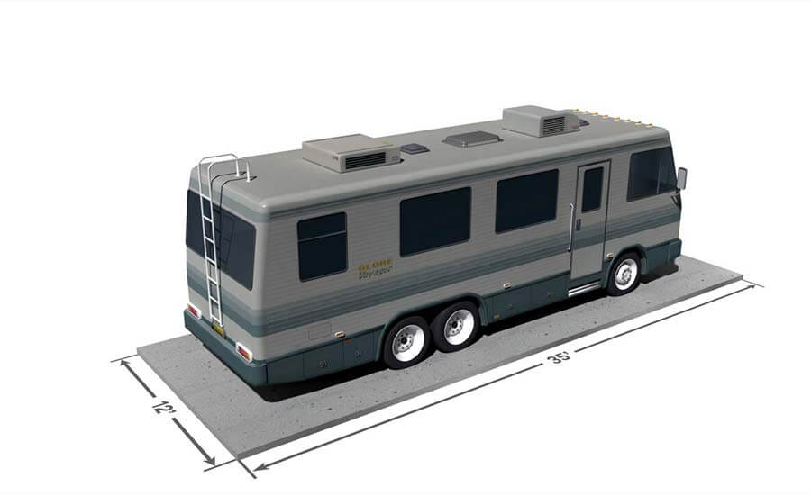 An RV in uncovered storage